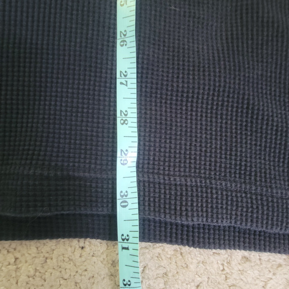 L.L. Bean Mens LT Tall Waffle Knit Tharmal Long Sleeve Henley Top Shirt Black - Picture 5 of 11